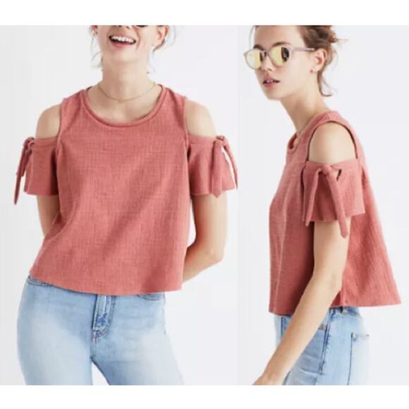 Madewell Skylark Pink Cold-Shoulder Blouse - Picture 1 of 5